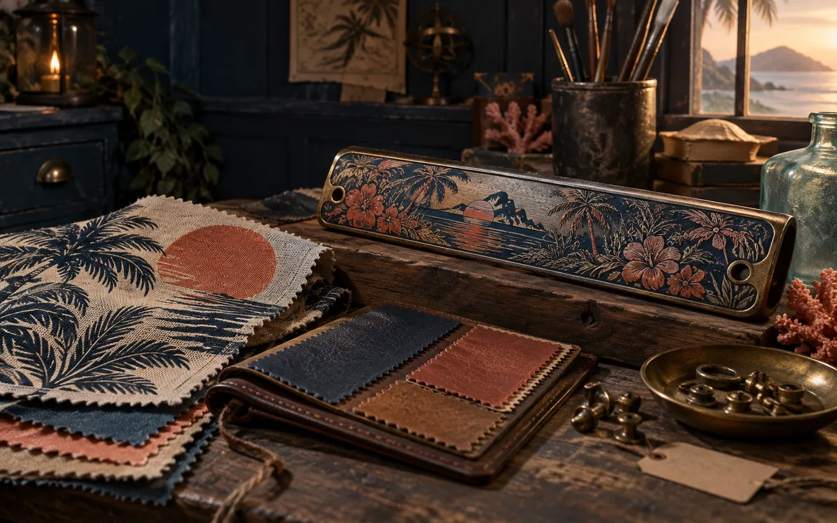 Illustrative editorial study of a tropical weapon pattern